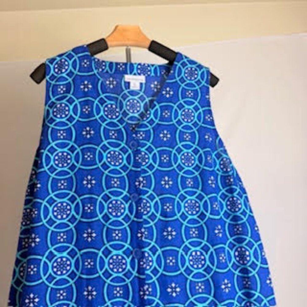 Liz Claiborne AmeriMark Blue Geometric Sleeveless Maxi Dress NWT Size X-Large - Picture 3 of 8